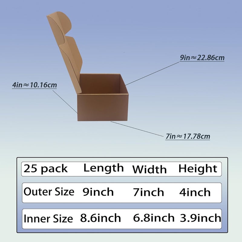 Livejun 9x7x4 inch Shipping Boxes Pack of 25, Brown Corrugated Cardboard Box Mailer Boxes for Packaging Small Business Shipping，Recyclable Moving Storage Mailing Boxes Bulk Book Literature Gift Giving - Image 2